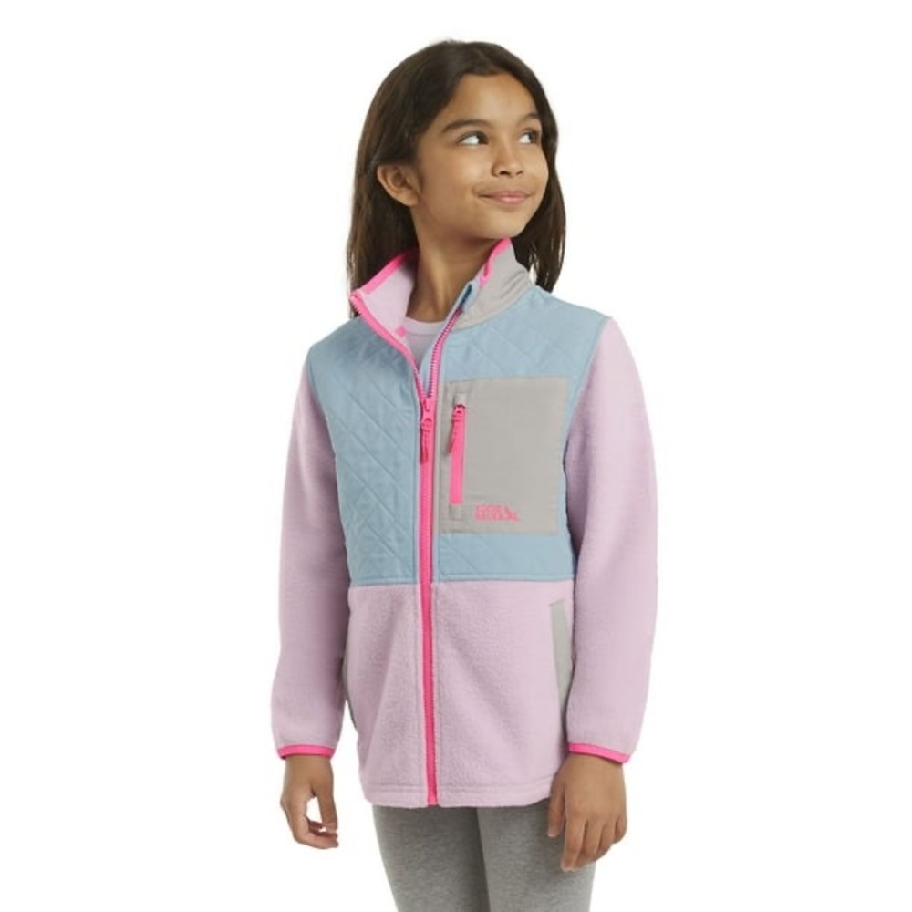 🌷 Eddie Bauer Polar Fleece Jacket Zipper Purple Pink Size 7/8 Small Pastel Lilac